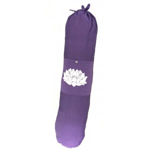 Colourful Cotton Yoga Mat Bag with Strap - Lotus Flower Print - Fair Trade comes in Blue, Purple or Red