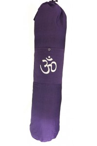 Colourful Cotton Yoga Mat Bag with Shoulder Strap - Om Print - Fair Trade comes in Blue, Purple or Red