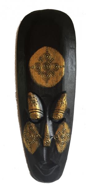Fair Trade Handcarved Wooden Indigenous 50 cm Borneo Tribal 'Gold' Mask