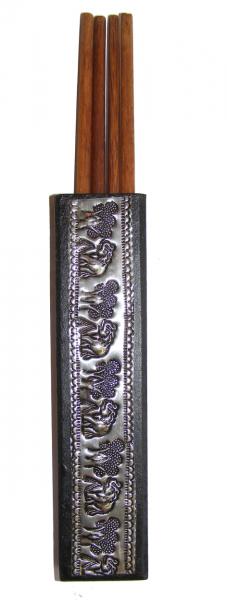 2 pairs of Sustainable Bamboo chopstcks in decorative  elephant chopstick holder