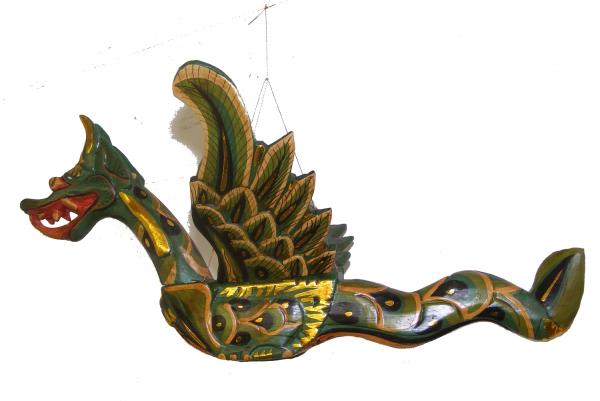 Hand Carved Balinese Green and Gold Barong ( Mytholgical Dragon )