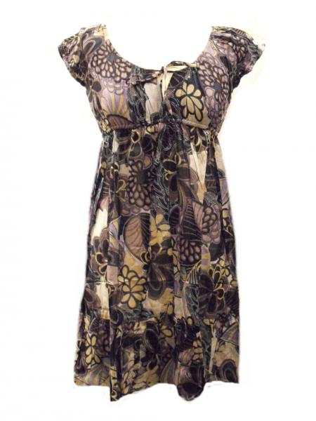 Blue / White  Bold Flower Print Floaty Indian Cotton Lizzy Blouse - Fair Trade 