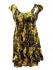 Green / Yellow  Bold Flower Print Floaty Indian Cotton Lizzy Blouse - Fair Trade 