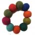 Hand Rolled Felt Rainbow Bobble Bracelet - Fair Trade