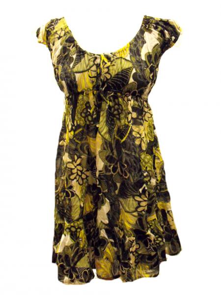 Green / Yellow  Bold Flower Print Floaty Indian Cotton Lizzy Maternity Blouse - Fair Trade 