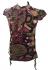 Bold Geometric Print Maroon Lucinda Blouse featuring Mandarin Collar -  Perfect for Work or Going Out- Fair Trade 100% Cotton