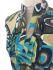 Bold Geometric Print Blue / Green  Lucinda Blouse featuring Mandarin Collar -  Perfect for Work or Going Out- Fair Trade 100% Cotton