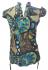 Bold Geometric Print Blue / Green  Lucinda Blouse featuring Mandarin Collar -  Perfect for Work or Going Out- Fair Trade 100% Cotton