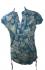 Bold Tropical Print Blue White Lucinda Blouse featuring Mandarin Collar -  Perfect for Work or Going Out- Fair Trade 100% Cotton