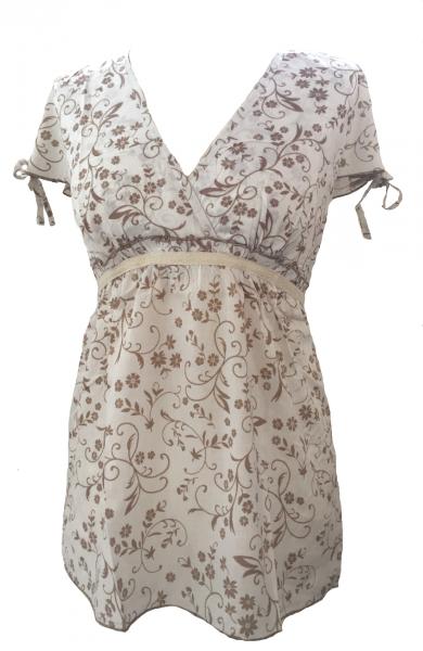 Lovely White Floaty Floral Print Donatella Blouse -  Perfect for Work or Going Out- Fair Trade 100% Cotton