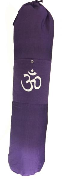 Colourful Cotton Yoga Mat Bag with Shoulder Strap - Om Print - Fair Trade comes in Blue, Purple or Red