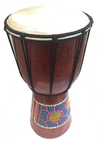 Authentic Dot Painted 40 cm high Hand Painted Djembe Drum - Fair Trade