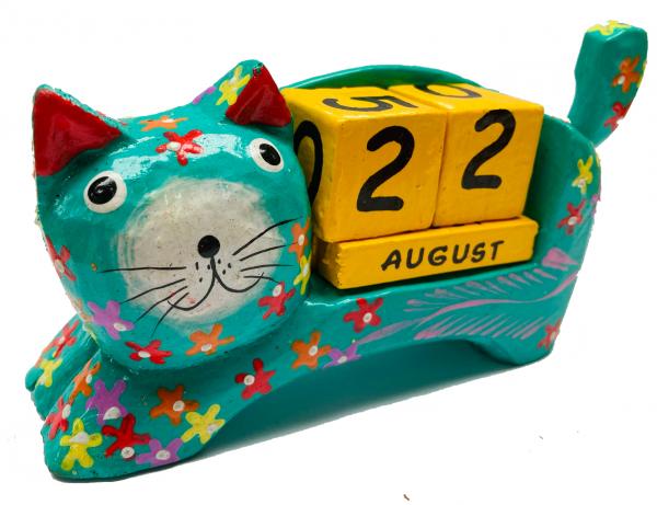 Contemporary Everlasting Wooden Cat Calendar