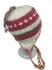 Handknit Earflap Hat - 100% Wool - Red & Grey Traditional Tibetan Design - Fair Trade